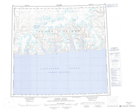 048F Powell Inlet Canadian topographic map, 1:250,000 scale