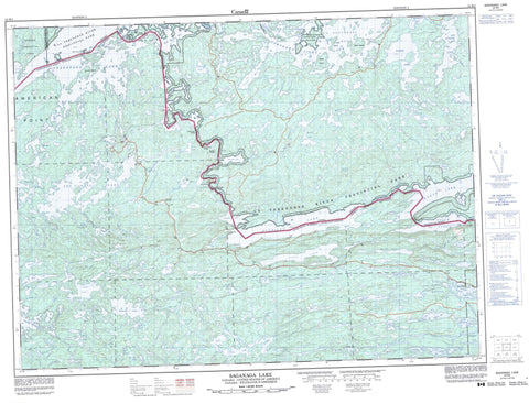 052B02 Saganaga Lake Canadian topographic map, 1:50,000 scale