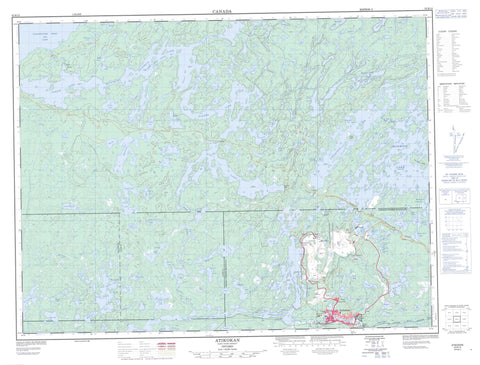 052B13 Atikokan Canadian topographic map, 1:50,000 scale