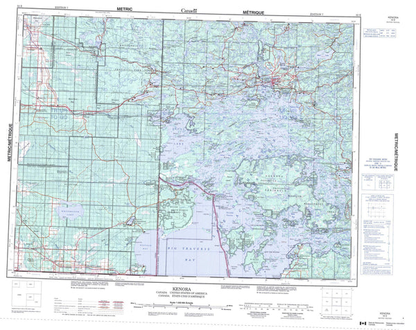 052E Kenora Canadian topographic map, 1:250,000 scale