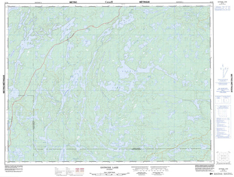 052F02 Entwine Lake Canadian topographic map, 1:50,000 scale