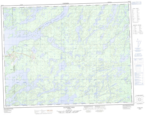 052G15 Glitter Lake Canadian topographic map, 1:50,000 scale