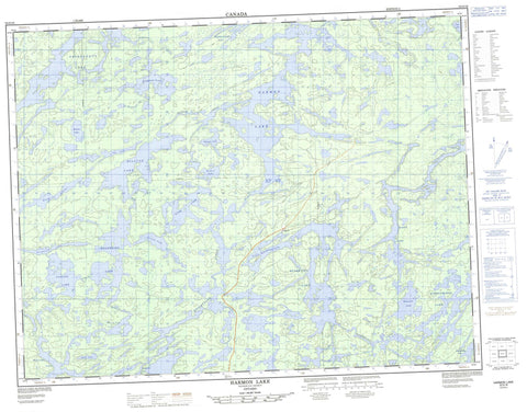 052G16 Harmon Lake Canadian topographic map, 1:50,000 scale