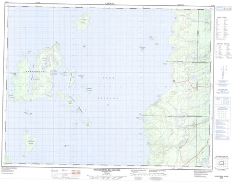 052H09 Shakespeare Island Canadian topographic map, 1:50,000 scale