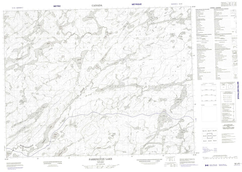 052J06 Farrington Lake Canadian topographic map, 1:50,000 scale