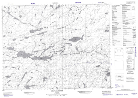 052J13 Otatakan Lake Canadian topographic map, 1:50,000 scale