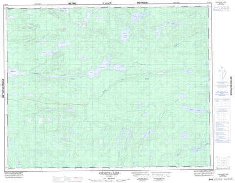 052K16 Papaonga Lake Canadian topographic map, 1:50,000 scale