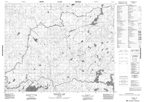 052N14 Nechigona Lake Canadian topographic map, 1:50,000 scale