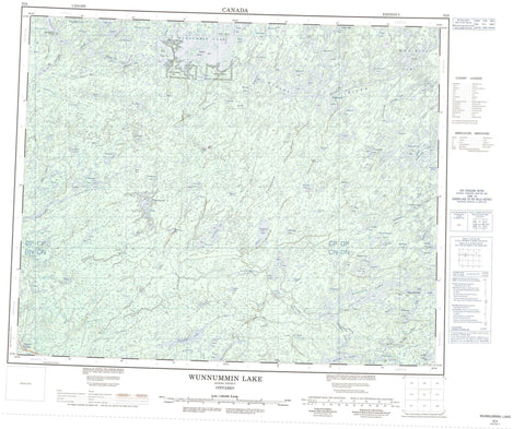 053A Wunnummin Lake Canadian topographic map, 1:250,000 scale