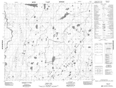 053K16 Umisko Lake Canadian topographic map, 1:50,000 scale