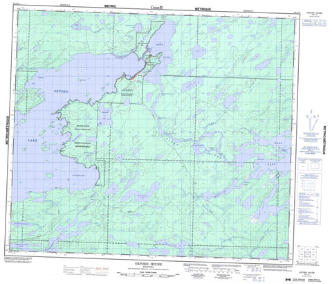 053L14 Oxford House Canadian topographic map, 1:50,000 scale