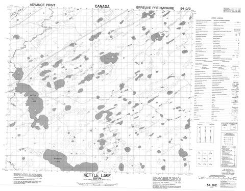 054D02 Kettle Lake Canadian topographic map, 1:50,000 scale