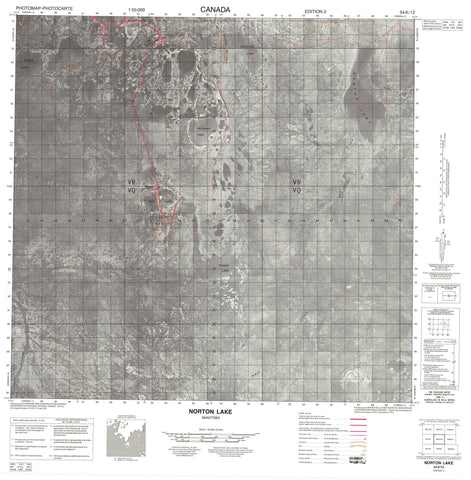 054K12 Norton Lake Canadian topographic map, 1:50,000 scale