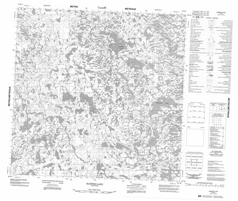 054M12 Mcewen Lake Canadian topographic map, 1:50,000 scale