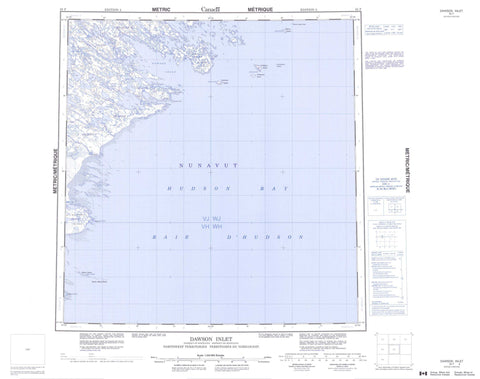 055F Dawson Inlet Canadian topographic map, 1:250,000 scale