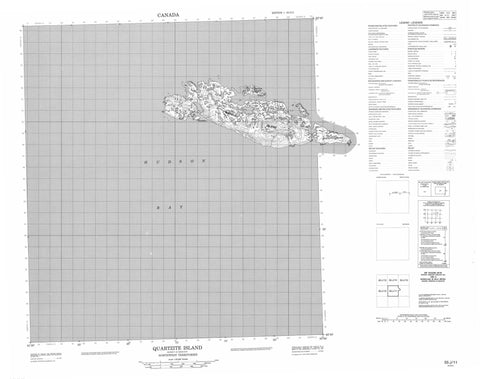 055J11 Quartzite Island Canadian topographic map, 1:50,000 scale