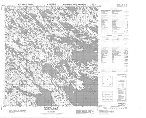 055K03 Fishery Lake Canadian topographic map, 1:50,000 scale