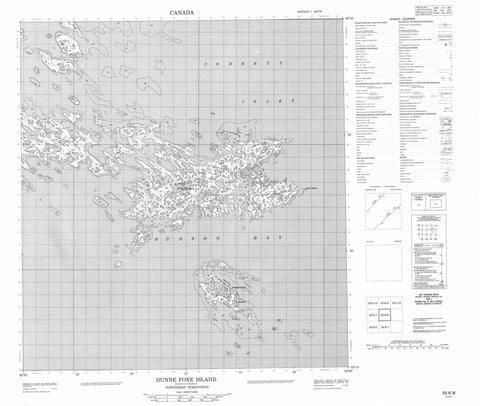 055K08 Dunne Foxe Island Canadian topographic map, 1:50,000 scale