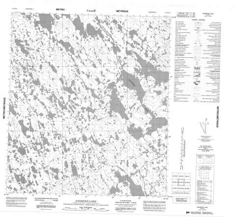 055M15 Andrews Lake Canadian topographic map, 1:50,000 scale