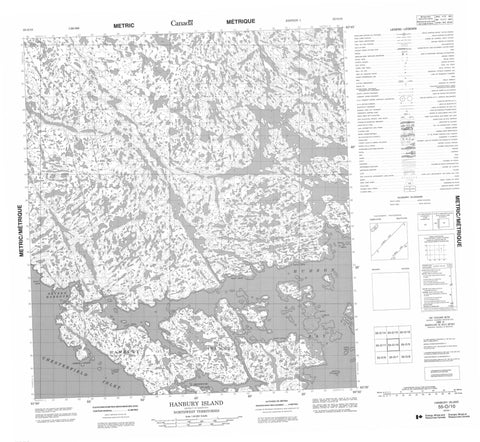 055O10 Hanbury Island Canadian topographic map, 1:50,000 scale