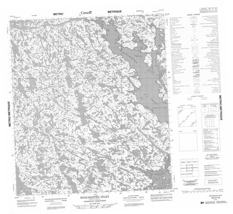 055O16 Winchester Inlet Canadian topographic map, 1:50,000 scale