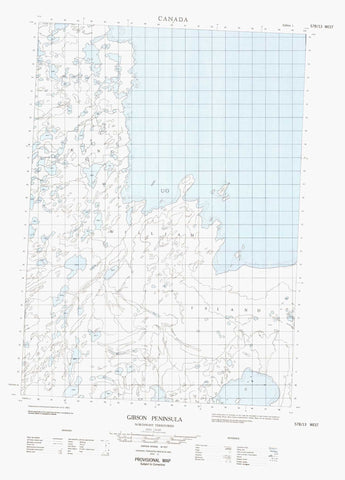 057B13W Gibson Peninsula Canadian topographic map, 1:50,000 scale