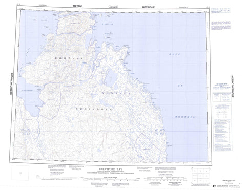 057G Brentford Bay Canadian topographic map, 1:250,000 scale