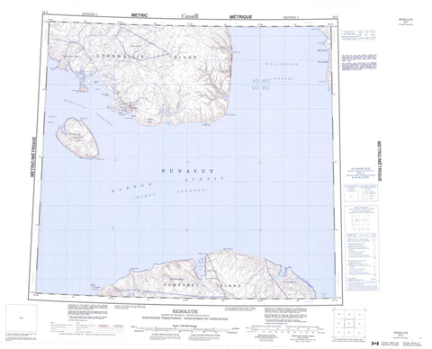 058F Resolute Canadian topographic map, 1:250,000 scale