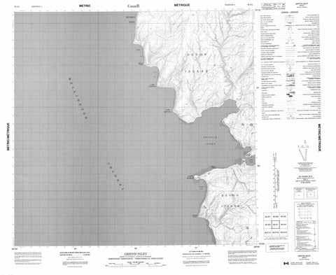 058G01 Griffin Inlet Canadian topographic map, 1:50,000 scale