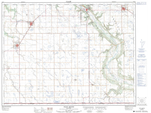 062G02 Pilot Mound Canadian topographic map, 1:50,000 scale