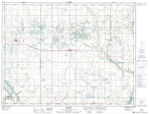 062G06 Baldur Canadian topographic map, 1:50,000 scale