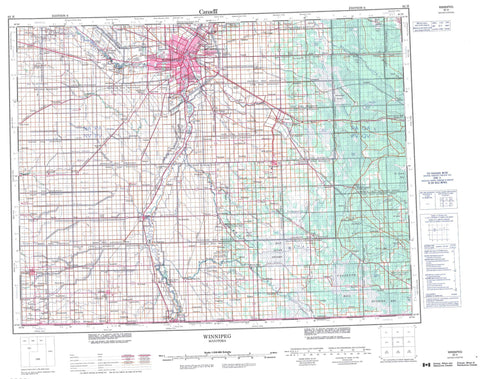 062H Winnipeg Canadian topographic map, 1:250,000 scale