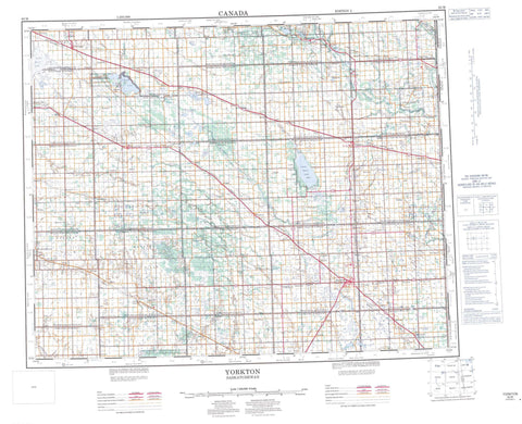 062M Yorkton Canadian topographic map, 1:250,000 scale