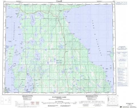 063B Waterhen Lake Canadian topographic map, 1:250,000 scale