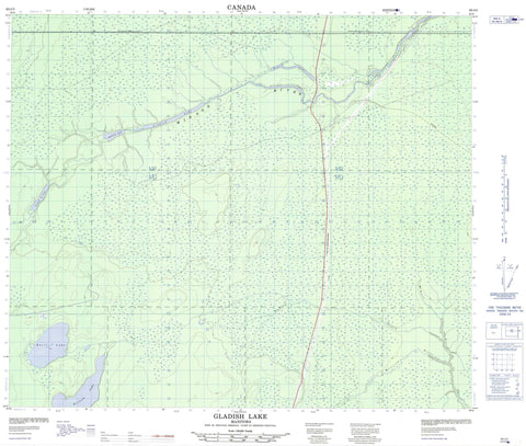 063J03 Gladish Lake Canadian topographic map, 1:50,000 scale