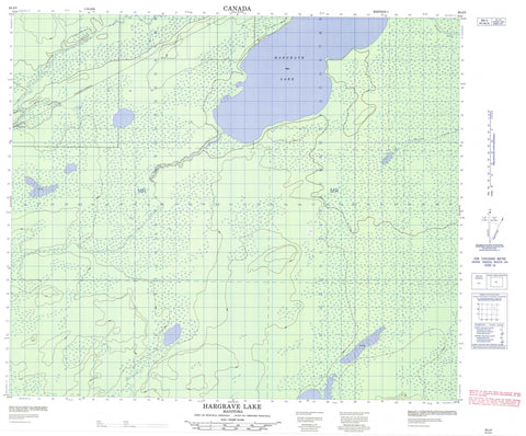 063J05 Hargrave Lake Canadian topographic map, 1:50,000 scale