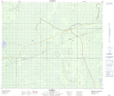 063J11 Tyrrell Canadian topographic map, 1:50,000 scale