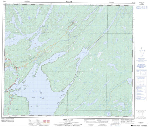 063J13 Herb Lake Canadian topographic map, 1:50,000 scale