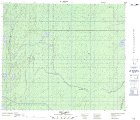 063J14 Saw Lake Canadian topographic map, 1:50,000 scale