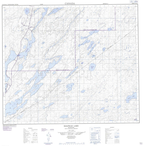 063O01 Halfway Lake Canadian topographic map, 1:50,000 scale