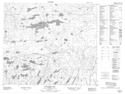 063O04 Wimapedi Lake Canadian topographic map, 1:50,000 scale