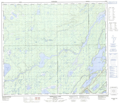 063O09 Ospwagan Lake Canadian topographic map, 1:50,000 scale