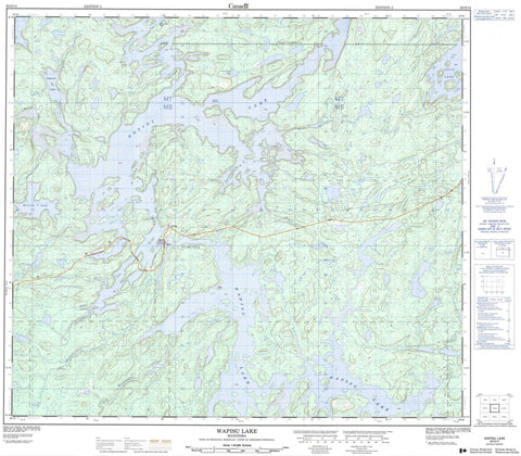 063O14 Wapisu Lake Canadian topographic map, 1:50,000 scale