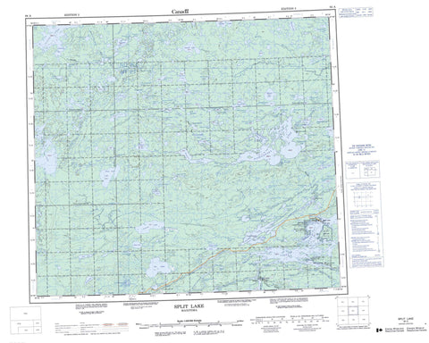 064A Split Lake Canadian topographic map, 1:250,000 scale