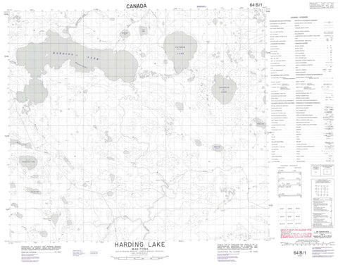 064B01 Harding Lake Canadian topographic map, 1:50,000 scale