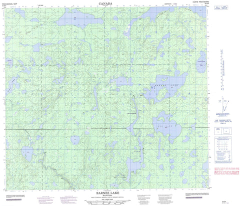 064B08 Barnes Lake Canadian topographic map, 1:50,000 scale