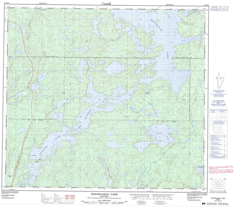 064B12 Opachuanau Lake Canadian topographic map, 1:50,000 scale