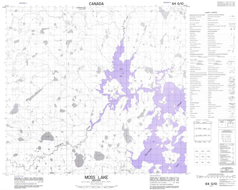 064G10 Moss Lake Canadian topographic map, 1:50,000 scale