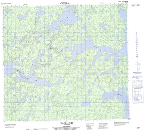 064H05 Wood Lake Canadian topographic map, 1:50,000 scale