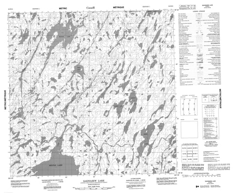 064M12 Sakwasew Lake Canadian topographic map, 1:50,000 scale